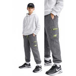 New Balance Youth XL Gray Joggers Sweatpants Athletic Fleece - Zipper Pocket